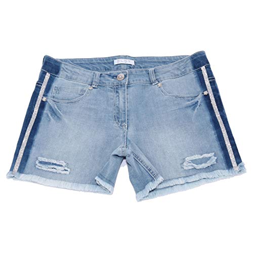 Short denim fille ELSY 6772AB bermuda vintage à franges enfant