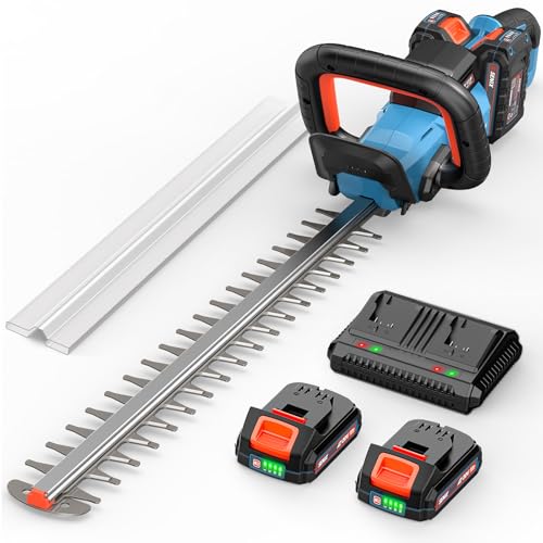 SENIX 40V Max 24-Inch Cordless Hedge Trimmer with 2 Batteries & Dual-Port Charger, Dual-Action Blades, 1-Inch Cut Capacity