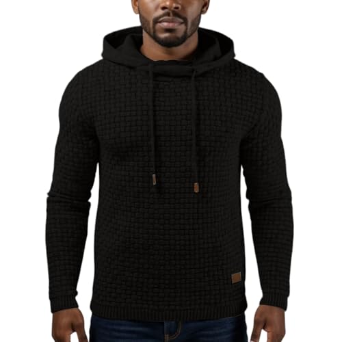 Hoodies For Men Lightweight Sweatshirts Hooded Streetwear Textured Hoodie Fleece Pullover Sweater, M-3XL