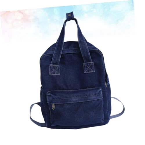 VANZACK High Capacity Denim Backpack for Men and Women Fashionable Storage Shoulder Bag Breathable Straps for Students Dark Blue2