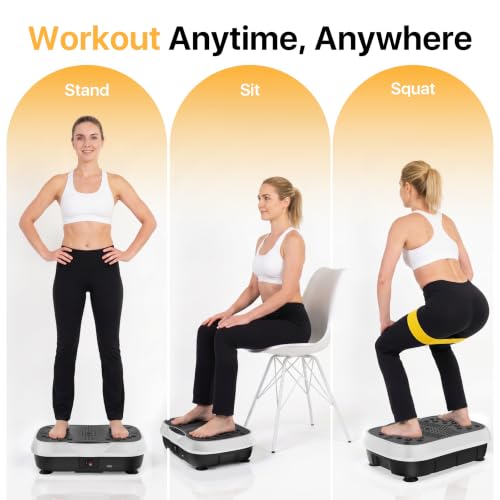 Image of Vibration Plate Exercise Machine for Lymphatic Drainage, 10 Preset Modes & 200-Level Vibrating Platform for Whole Body Fitness, Bluetooth Audio, Home Gym Shake Plate with Resistance Bands
