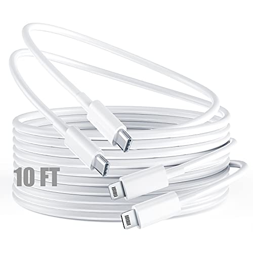 USB C To Lightning Cable[Apple MFi Certified]10 ft iPhone Charger 2Pack,Fast Charger iPhone Cord for iPhone 13 Mini/iPhone 13/iPhone 12/12 Mini/12 Pro/12 Pro Max/11 Pro/11 Pro Max/X/XS Max/XR/8/8 Plus