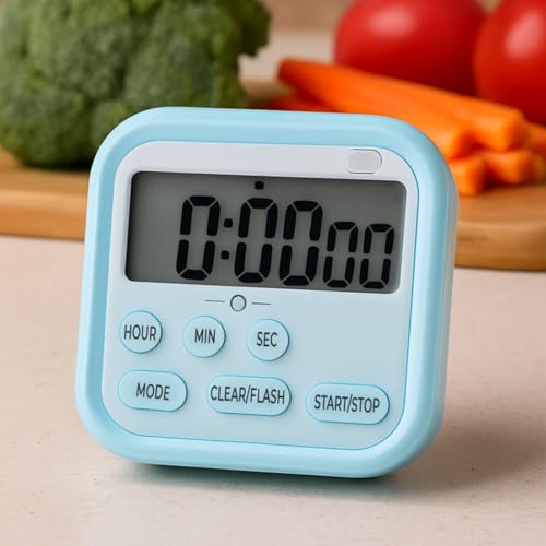 PANCA Digital Kitchen Timer with Loud Alarm, Large LCD Display, Magnetic Back, Countdown/Count-Up Stopwatch, Hour-Min-Sec Settings, Silent Mode & Foldable Stand for Cooking, Study & Workout