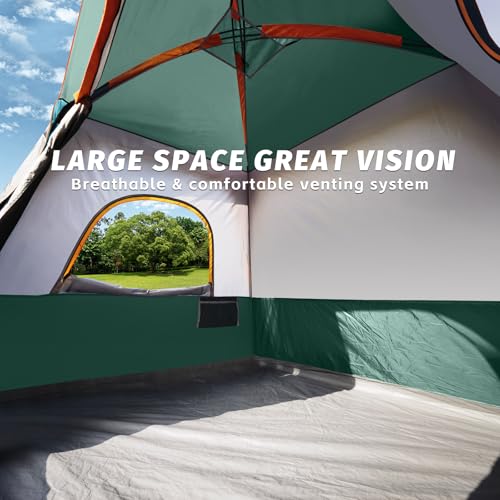 UNP 4-Person Tent, Portable Cabin Tent, Camping Tent 4-Person Easy Set Up, Waterproof with Top Rainfly for Outdoor Camping/Hiking (Dark Green) - Image 3