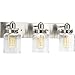Progress Lighting P300047-009 Calhoun Collection Clear Glass Farmhouse Bath Vanity Light, 3-Light, Brushed Nickel