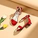 PANDANINJIA Ivy Girls Heels Sandals Big Girls Dress Shoes Red Size 4 Bow Wedding Flower Girl Shoes
