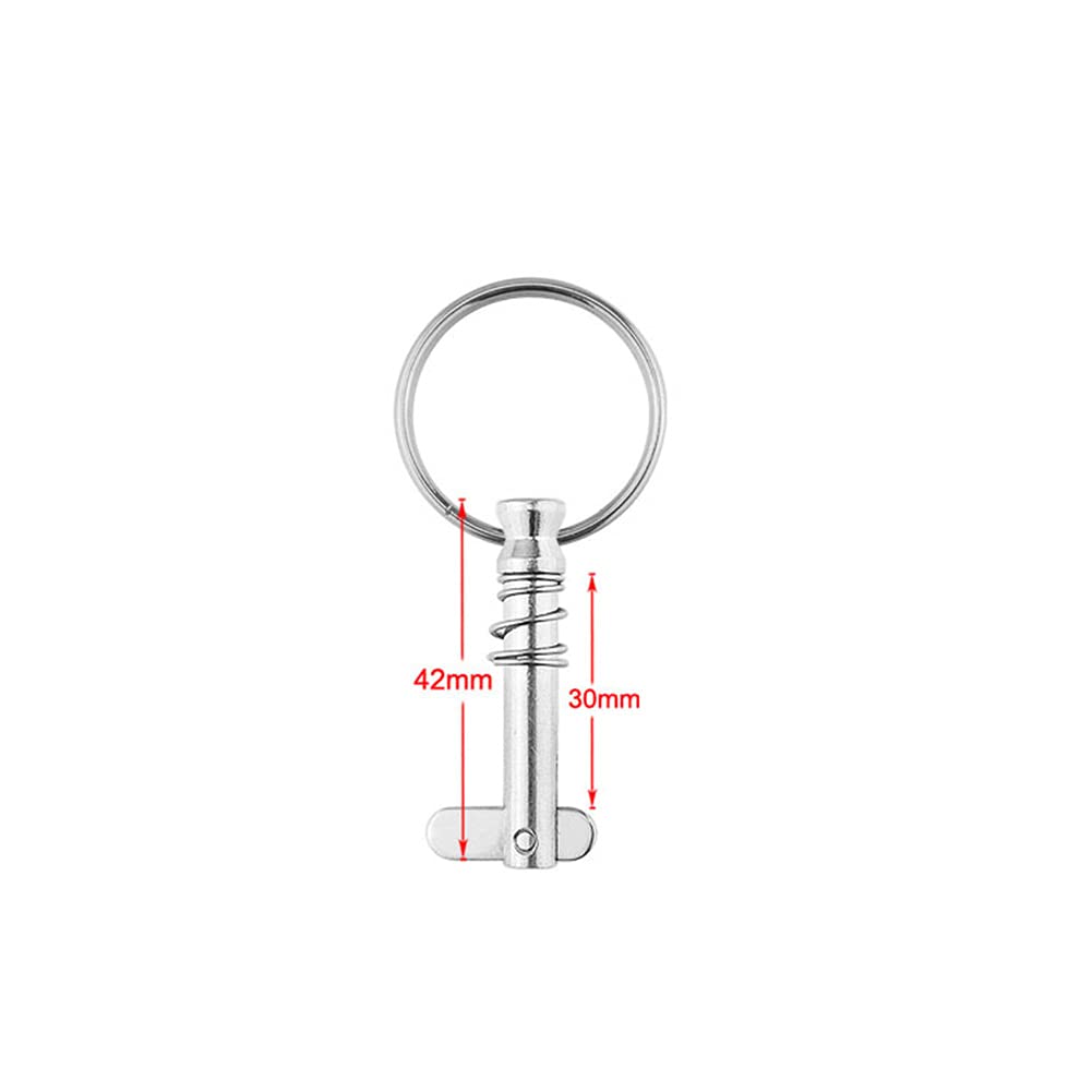 4 Perni A Sgancio Rapido In Acciaio Inox 316: 6,3 X 38 Mm Con Anello, Universali Grado Marino Per Barche, Bimini Top E Cerniere - 4