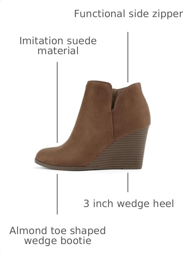 Image of Soda Ability - Mid Ankle Bootie w /Split Shaft and Zipper Stacked Wedge Heel