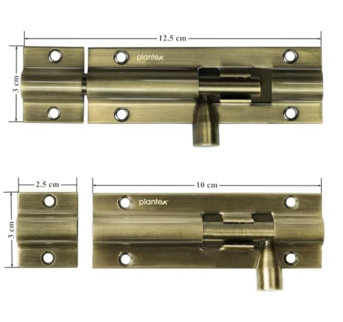 Image of Plantex Stainless Steel Tower Bolt /Tower Bolt for Home,Offices Doors and Windows /4 Inch Tower Bolt for Main Door /Door Latch /Kundi /Chitakini /Door Latch for Windows - Pack of 1 (Brass Antique)