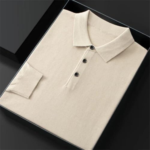 Men’S Wool Knitted Turn-Down Collar Pullover Sweater Business Casual Loose Fit Long Sleeve Jumper Top2