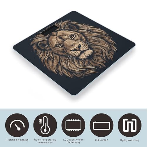 Báscula digital para baño Cartoon Lion en vidrio templado miniatura 3