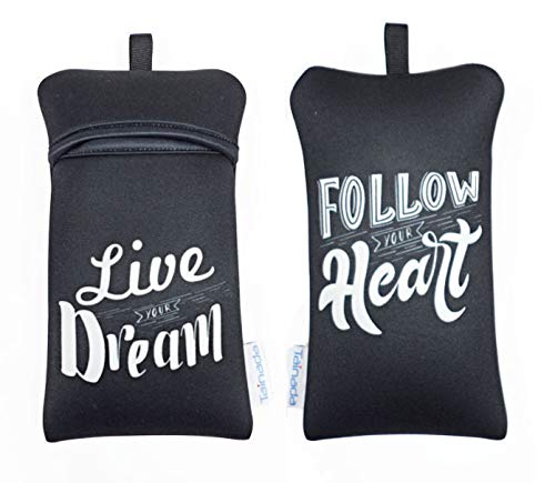 Image of Neoprene Neck Cell Phone Sleeve Bag Pouch w / Clip (Live Your Dream Black)