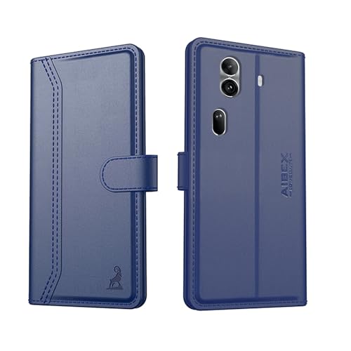 Image of AIBEX Compatible for Oppo Reno 11 Pro 5G Flip Cover Leather Finish with Magnatic Closure | Inside TPU with Card Pockets | Wallet Stand | Complete Protection Flip Case -Blue