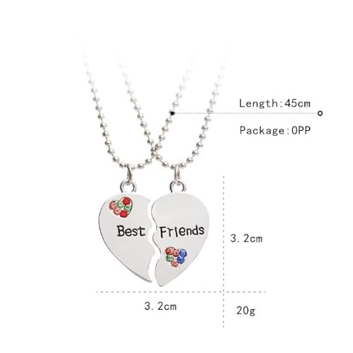 Sivite BFF-017 Best Friends Forever And Ever Necklace With Crystal Broken Heart Charm Pendant Set Friendship Necklace thumb #4