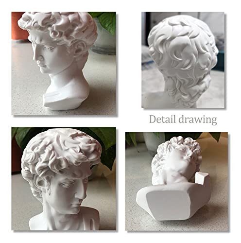 Ecacon Greek Statue Décor,6 Inch David Bust Statues,Roman Statue For Home Decor Resin Sculptures Home Decor Figurine For Shelf Decor Accents Room Decor (Classic White). #TOP2