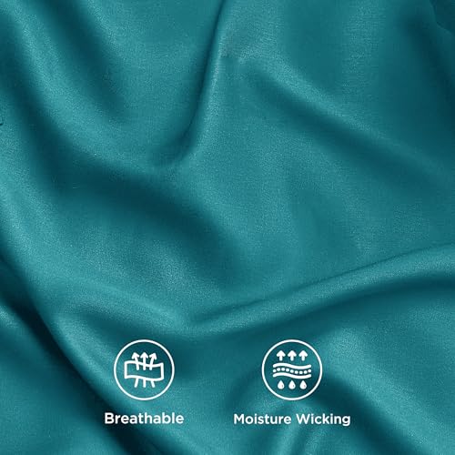 Image of Bedsure Cooling Sheets Twin, Rayon Derived from Bamboo, PureWoven, Breathable & Soft Twin Sheets Set, Deep Pocket Up to 16 Inches, Hotel Luxury Silky Bedding for Hot Sleepers, Turquoise