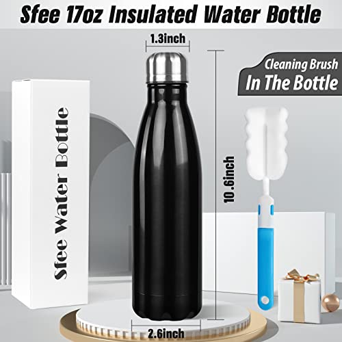 Image of Sfee Insulated Water Bottle, 17 oz Stainless Steel Water Bottles, Double Wall Vacuum Reusable Water Bottles Leak Proof BPA-FREE Sports Bottle Cup Keep Hot&Cold for Running Gym Workout Cycling Kids
