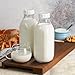 Dwbligt 32 oz Empty Glass Milk Bottles with Silicone Dispenser Cap, Clear Water Bottles with Leak Proof Lid and Scale Mark, Reusable Glass Jars for Juice, Milk, Iced Tea, Set of 3