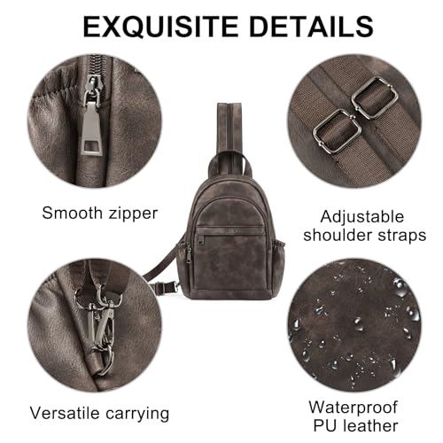Image of CLUCI Sling Bag for Women Leather Women's Backpack Small Convertible Backpack Purse Crossbody Bag for Travel