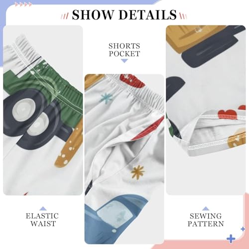 ZZXXB Xmas Truck and Tree Boys Long Pants Soft Trousers Elastic Waist Kids Lounge Bottoms with Pockets S-XL4