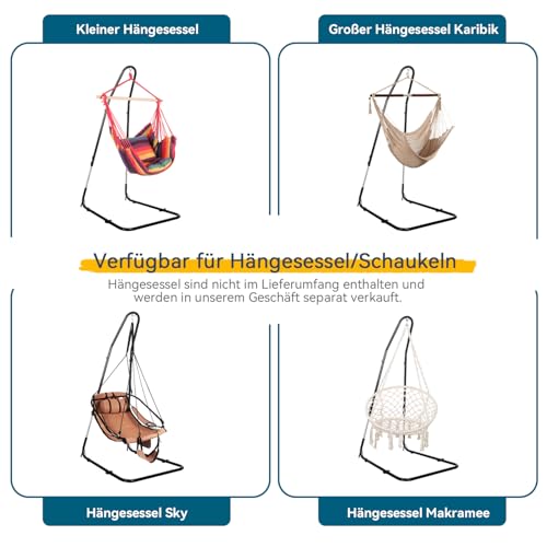 Hängestuhlgestell, höhenverstellbar 200–235 cm, Tragkraft 150 kg, Robuster Ständer für Hängesessel, Solide Stahlkonstruktion, Hängesesselständer mit Pulverbeschichtung, für drinnen und draußen