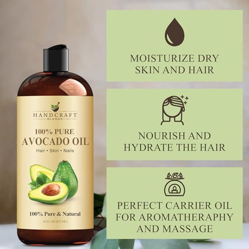 Handcraft Blends Avocado Oil - Cold-Pressed 16 Fl Oz - 100% Pure and Natural - Premium Grade Carrier Oil for Skin and Hair - Hair and Body - Massage - Hexane-Free - Image 6