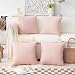 HOME BRILLIANT Burlap Decoration Supersoft Linen Cushion Covers Square Throw Pillows Cover for Couch, Baby Pink, 45x45 cm, Set of 4