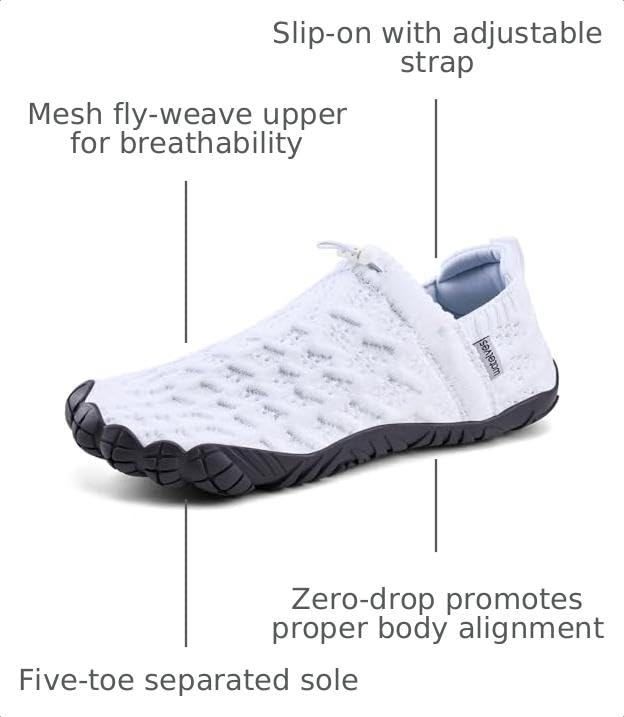 Image of WateLves Barefoot Water Shoes Women Men Beach Breathable Walking Shoes Anti Slip Wide Toe Minimalist Zero Drop Sneakers for Travel Hiking Yoga