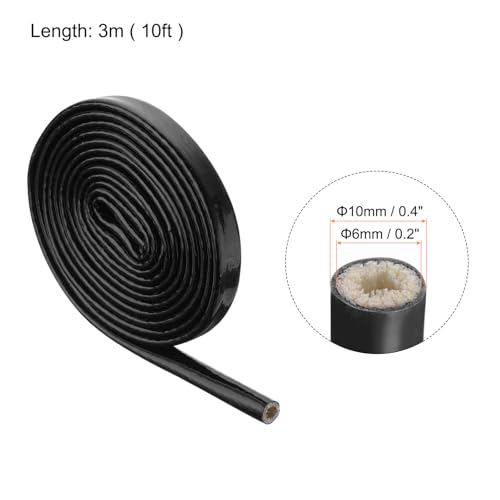 Image of MECCANIXITY 1 /5 inch ID 10ft Heat Shielded Fire Sleeve Silicone Coated Fiberglass Tape, for Automotive Hose Lines Wires Electrical Wiring, Black