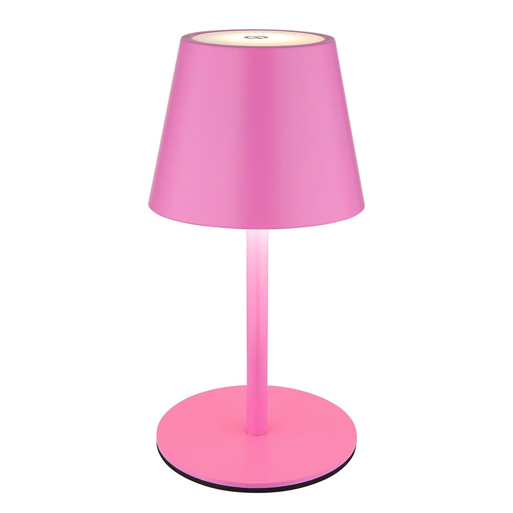 Außenleuchte Tischlampe Akku Tischleuchte Touchdimmer Flaschenaufsatz CCT, pink, USB-C, LED 3W 200Lm warm-kaltweiß, DxH 11,5x36 cm, 2er Set
