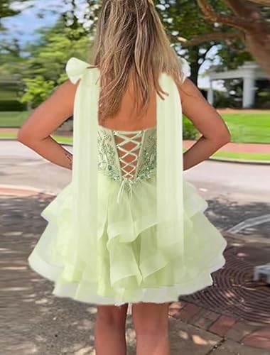 Tiered Homecoming Dress Short 2025 for Teens Sparkly Sequin Corset Short Mini Prom Cocktail Gown with Bow2