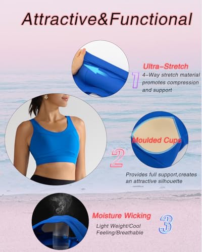 Image of RUNNING GIRL High Impact Sports Bras for Women,Racerback Running Bra Workout Crop Tank Tops Longline Sports Bra Push up