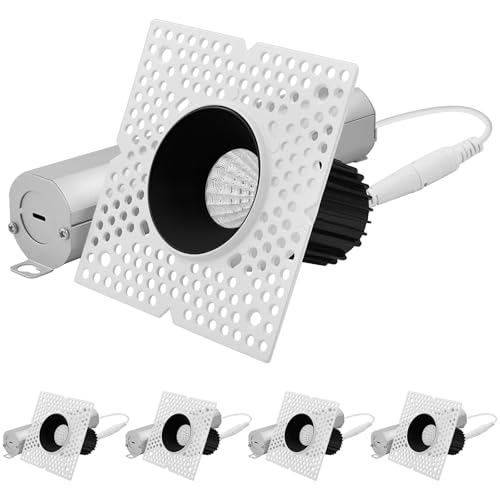 LUXRITE 1-Inch LED Trimless Recessed Spotlight with Black Reflector Trim