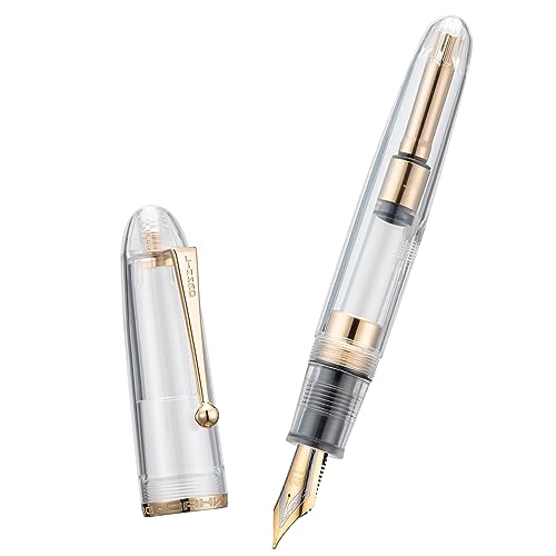 Image of Jinhao 9019 Dadao Series Fountain Pen Transparent Clear Gold Trim #8 Medium Nib with Large Converter for Writing, Signature and Calligraphy