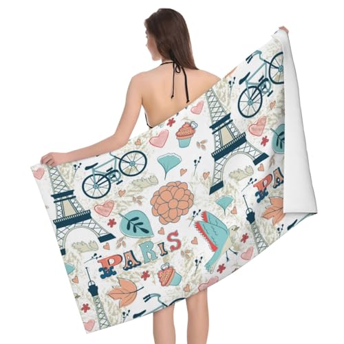 Novastar Toalla de playa de secado rápido, toallas de microfibra de la Torre Eiffel para el cuerpo, toallas de baño suaves para baño, toallas de playa personalizadas a prueba de arena, toallas de
