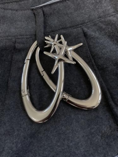 Image of Starlight Y2K Metal Heavy Shiny Starfish Carabiner Belt Loop Accessory, Silver Carabiner Keychain, Matte Chrome Karabiner, Gift her