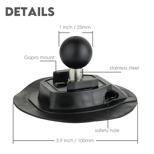 Adaptador de bola de 1 pulgada anticaídas con adhesivo VHD para salpicadero 3