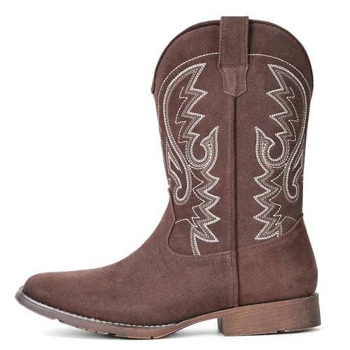 Image of IUV Cowboy Boots For Men with Wide Square Toe Western Retro Boot