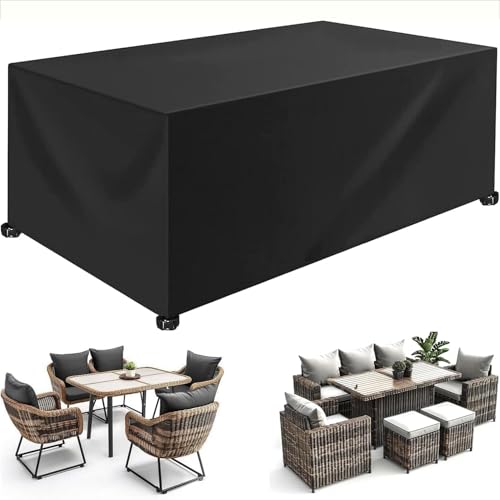 Housse de table de jardin bâche de protection canapé extérieur rectangulaire noire