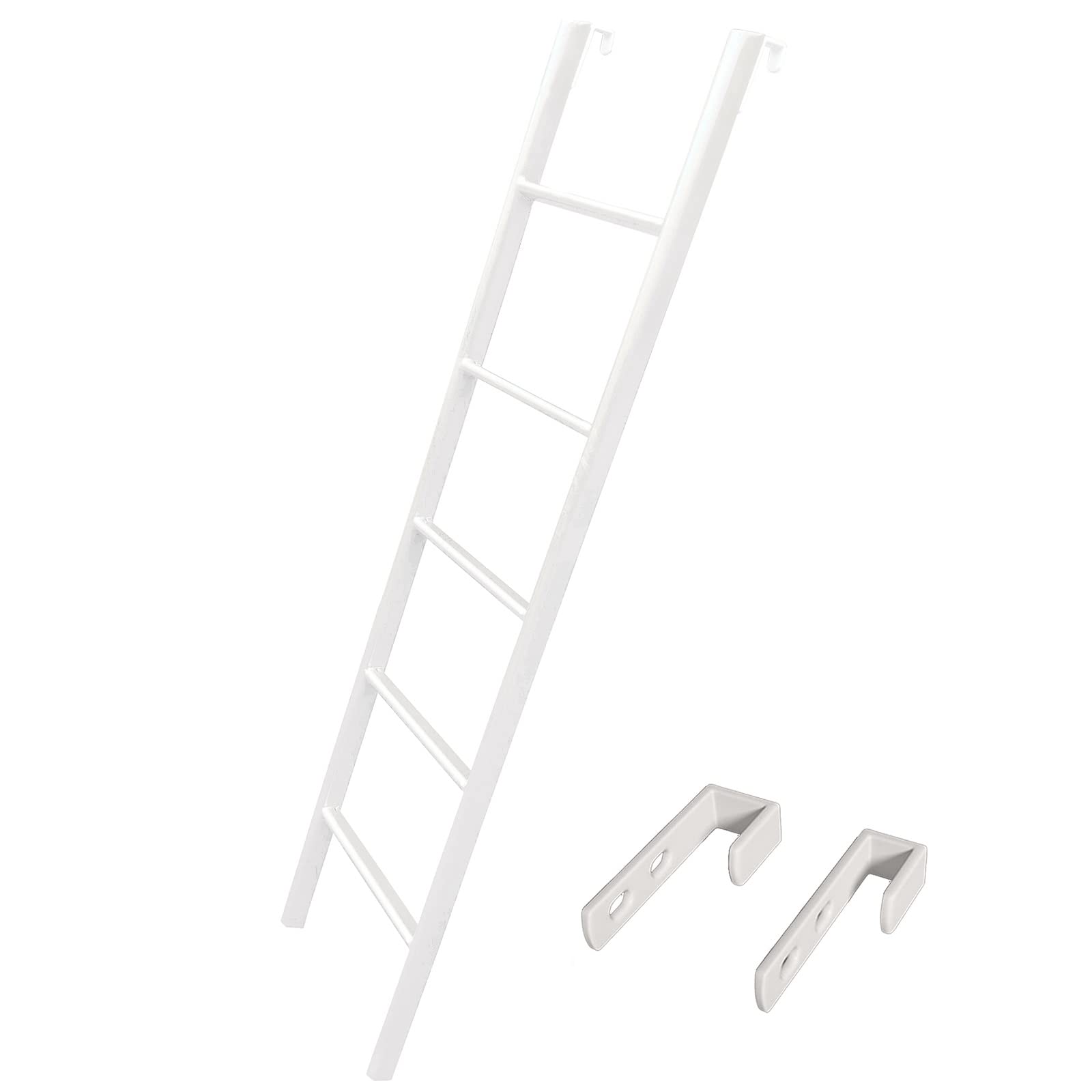 Escalera de litera blanca antirrayaduras y segura con ganchos de metal