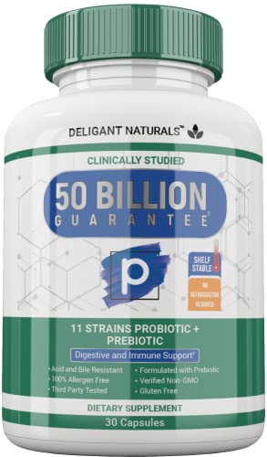 Prebiotic and Probiotics for Women Men Children 50BillionCFU 12 Strains of Lactobacilli, Bifidobacteria & FOS. Target Release, Stomach Acid Resistant, No Refrigeration, Non-GMO Gluten Free