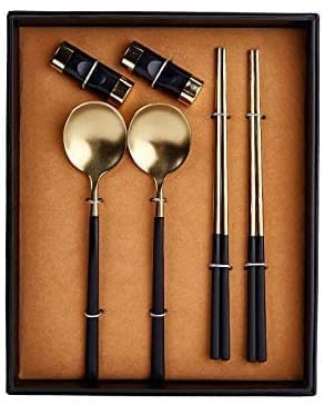 Ensemble de couverts portable en acier inoxydable, baguettes, cuillères, camping, voyage, boîte cadeau avec couverts