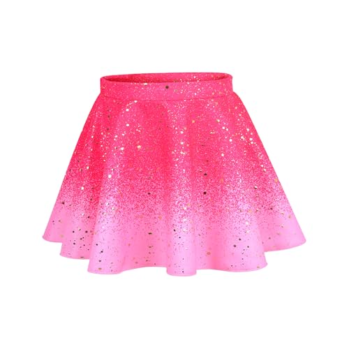 Image of Girls Sparkly 2 Pieces Outfit Kids Crop Top and Skirt Set Music Party Costume Birthday Gift