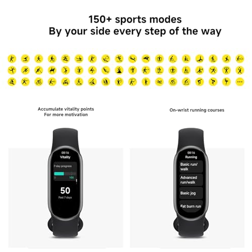 Xiaomi Smart Band 9 Global Version - Écran Amoled de 1,63" - Batterie 233 mAh - Jusqu'à 21 Jours d'autonomie - 150+ Modes d'entraînement | BT 5.4 | Étanchéité 50 m – Noir