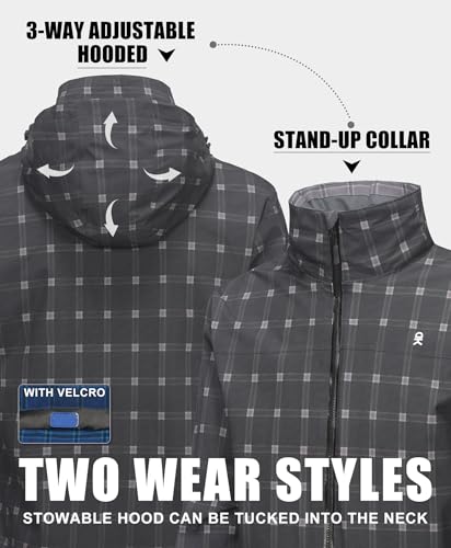 Image of Little Donkey Andy Mens Waterproof Rain Jacket Lightweight Windbreaker Hooded Jacket Packable Raincoat for Outdoor Hiking