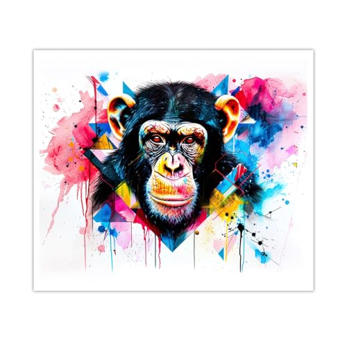 Toile de singe colorée et moderne motif gorille pop art sans cadre 40x50cm