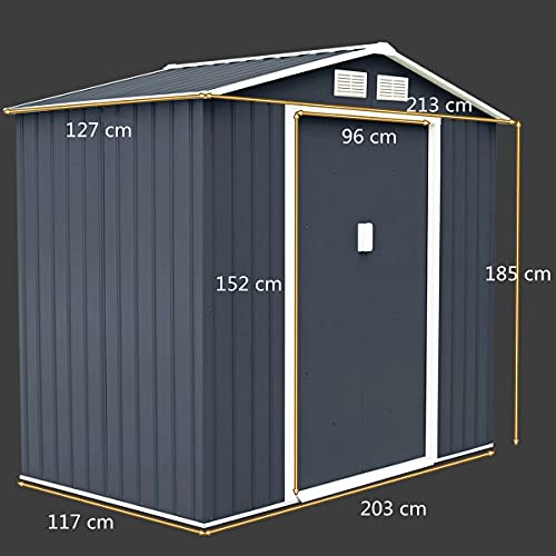 GYMAX Gartenhaus Metall, Garten Schuppen mit geräumigem Stauraum, wetterbeständiger Geräteschuppen, Gerätehaus mit… – Bild 6