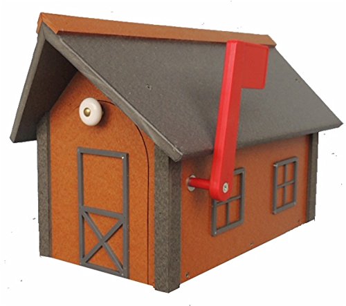 All-Poly Mailbox Cedar w/Gray Trim and Gray Roof Amish Made in USA