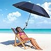 Beach Chair Umbrella with Clamp 360° Adjustable Clip On Umbrella for Camping Chair UPF 50+ UV Protection Sun Shade Portable Stroller Umbrellas for Travel, Wheelchair, Boat, Patio, Golf Cart (Blue)