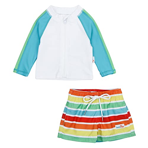 Image of SwimZip Boys' Long Sleeve Rash Guard & Swim Shorts Set - UPF 50+ Sun Protection